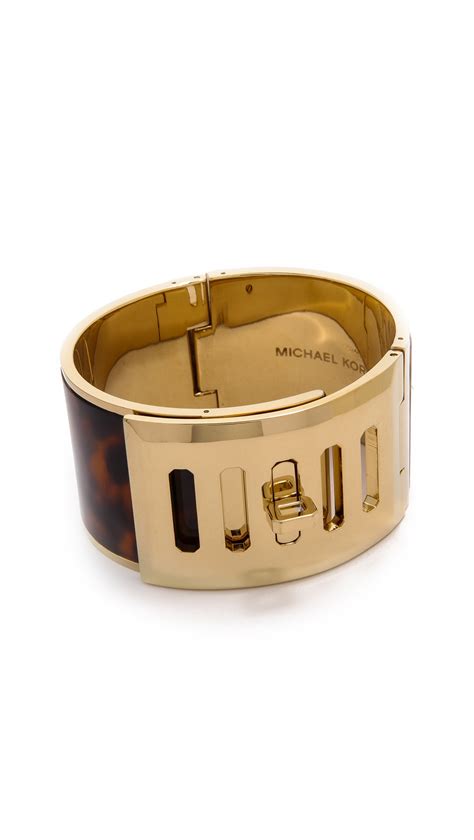 Women's Michael Kors Metallic Wide Turn Lock Cuff Bracelet